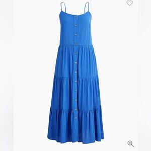 NWT J. Crew Tiered Midi Dress in Bright Grotto Blue